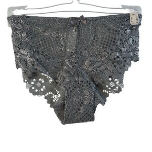 Etam Gray Lace Bow Detail Brief Panty Size XS